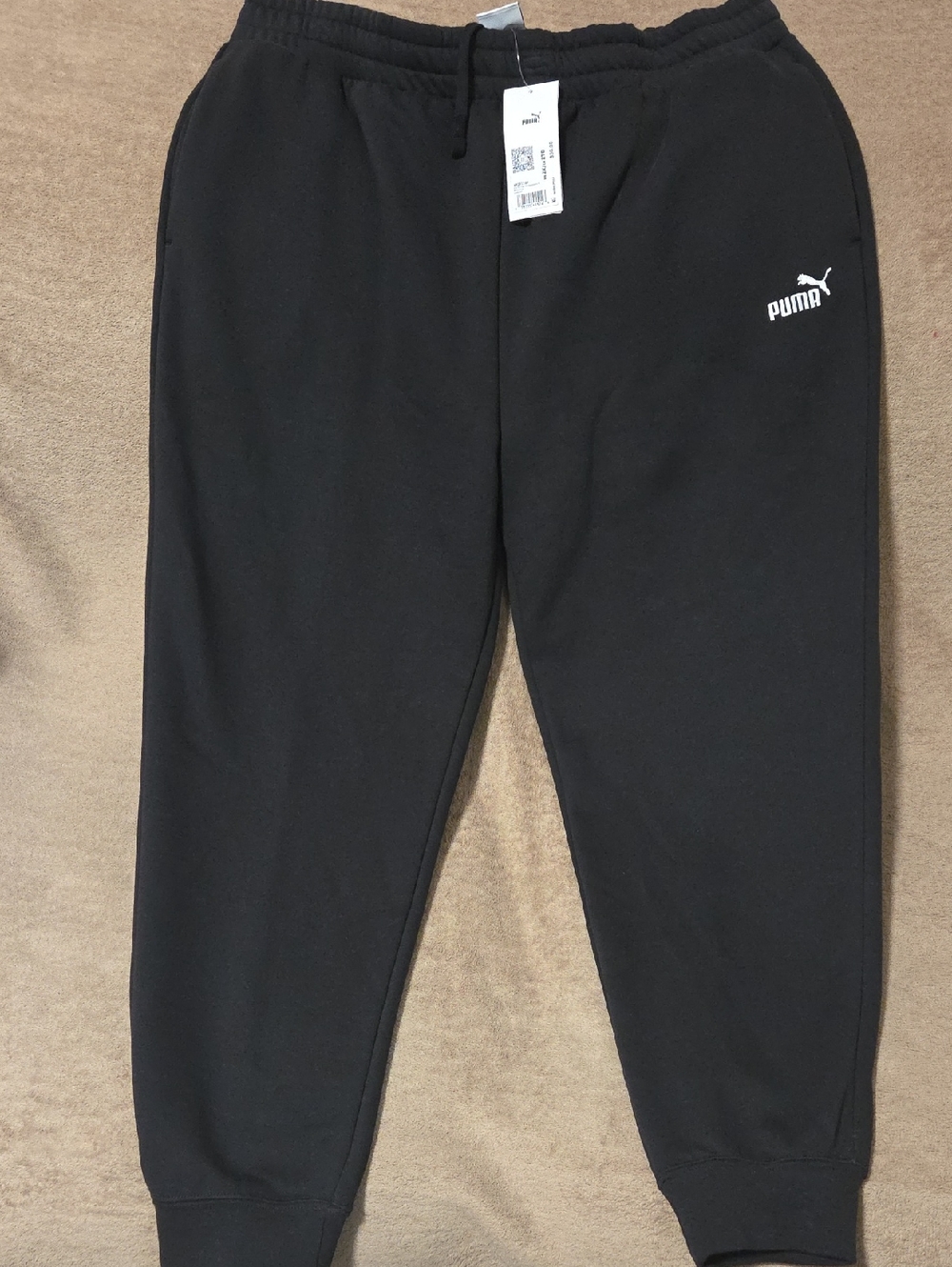 Puma Black Sweat Joggers with White Logo- Size 2XL